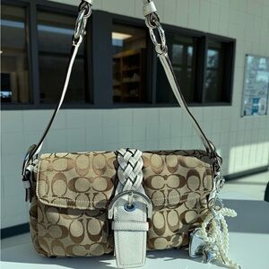 Coach 6314 Beige White Double Pocket Soho Shoulder Bag